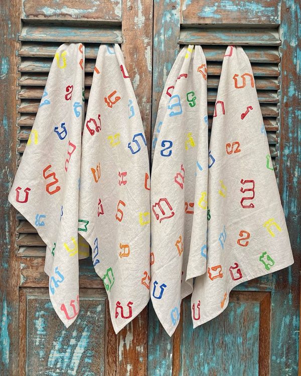colorful-khmer-alphabet-tea-towels